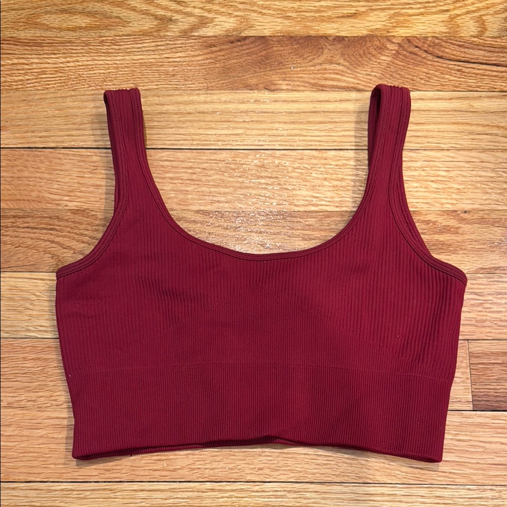 Born Primitive Women's Ribbed Burgundy Crop Top/Bra